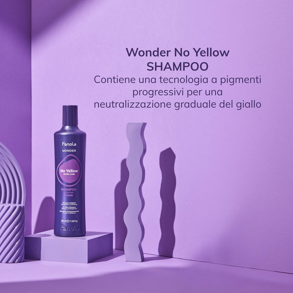 Fanola No Yellow label detail highlighting ingredients and professional quality