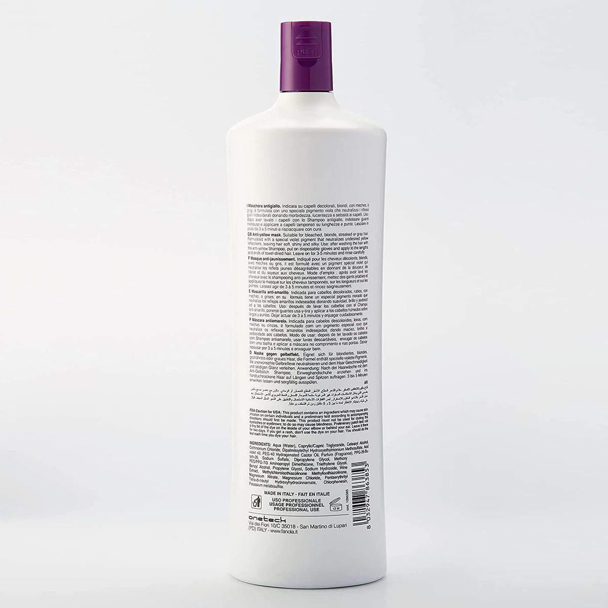 Fanola No Yellow Mask violet cream texture showing rich pigment and conditioning feel