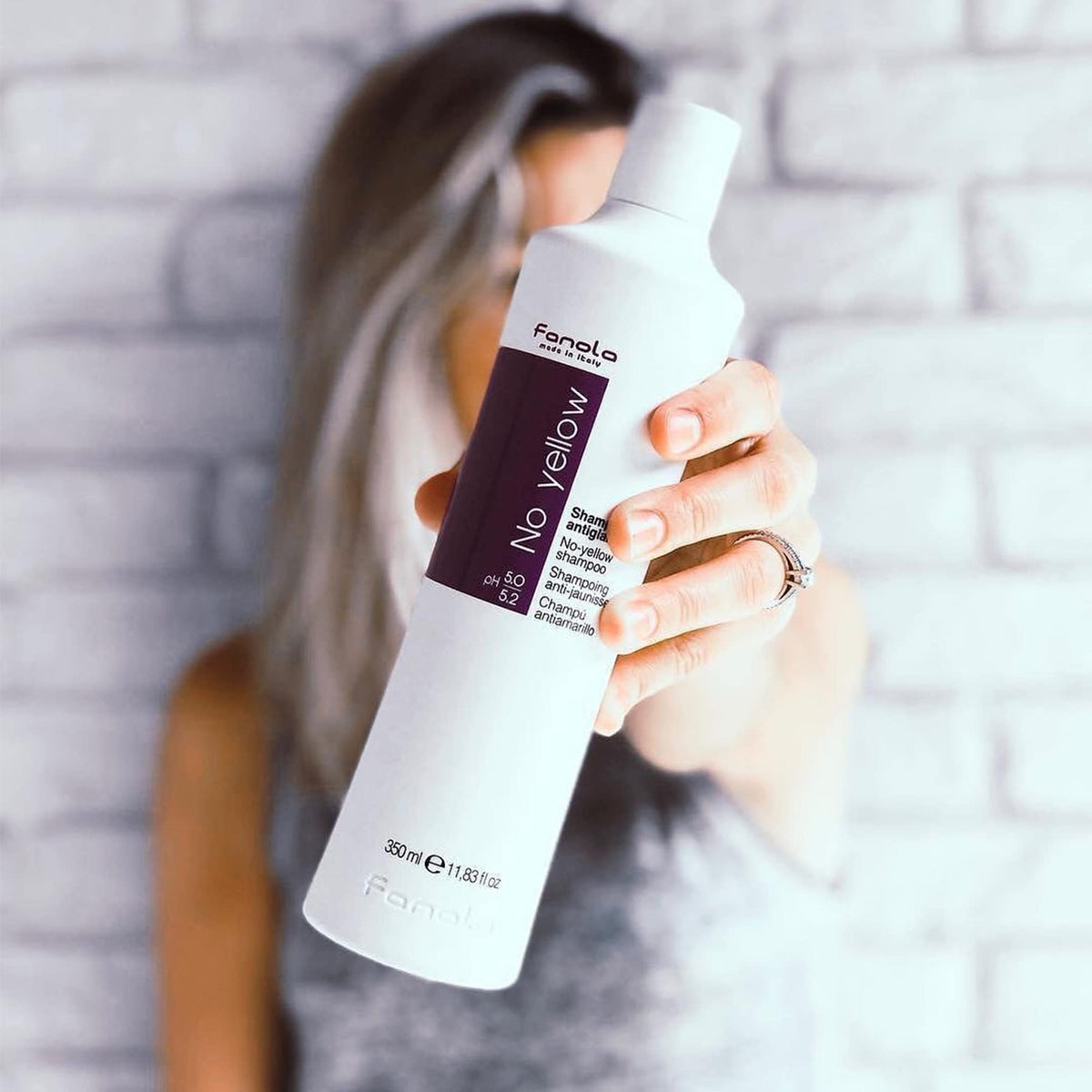 Fanola purple shampoo texture demonstrating pigment concentration