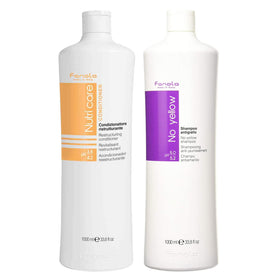 Fanola front packaging showing No Yellow shampoo and benefit of neutralizing brass