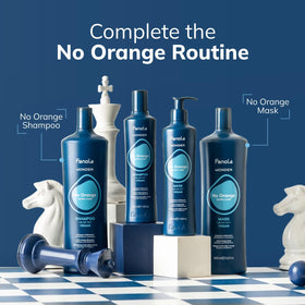 Styled hair after Fanola toning showing cooler, reduced-brassy finish and shine