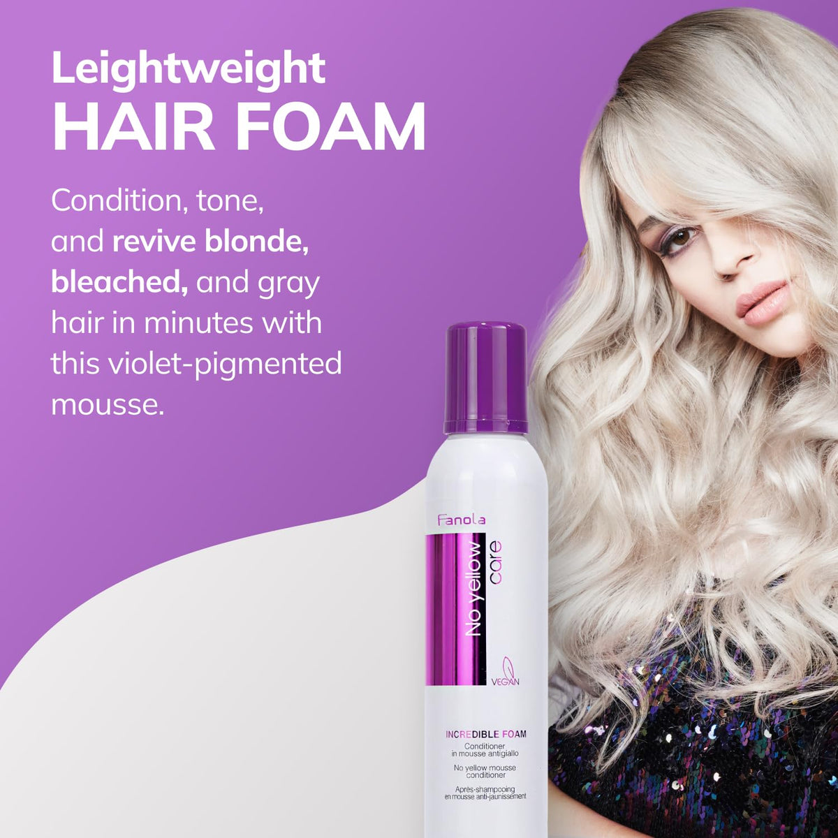 Fanola texture on hand highlighting lightweight creaminess and hydration