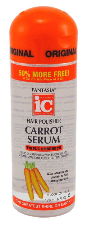 Fantasia carrot serum held in hand for scale illustrating travel-friendly 6 ounce benefit