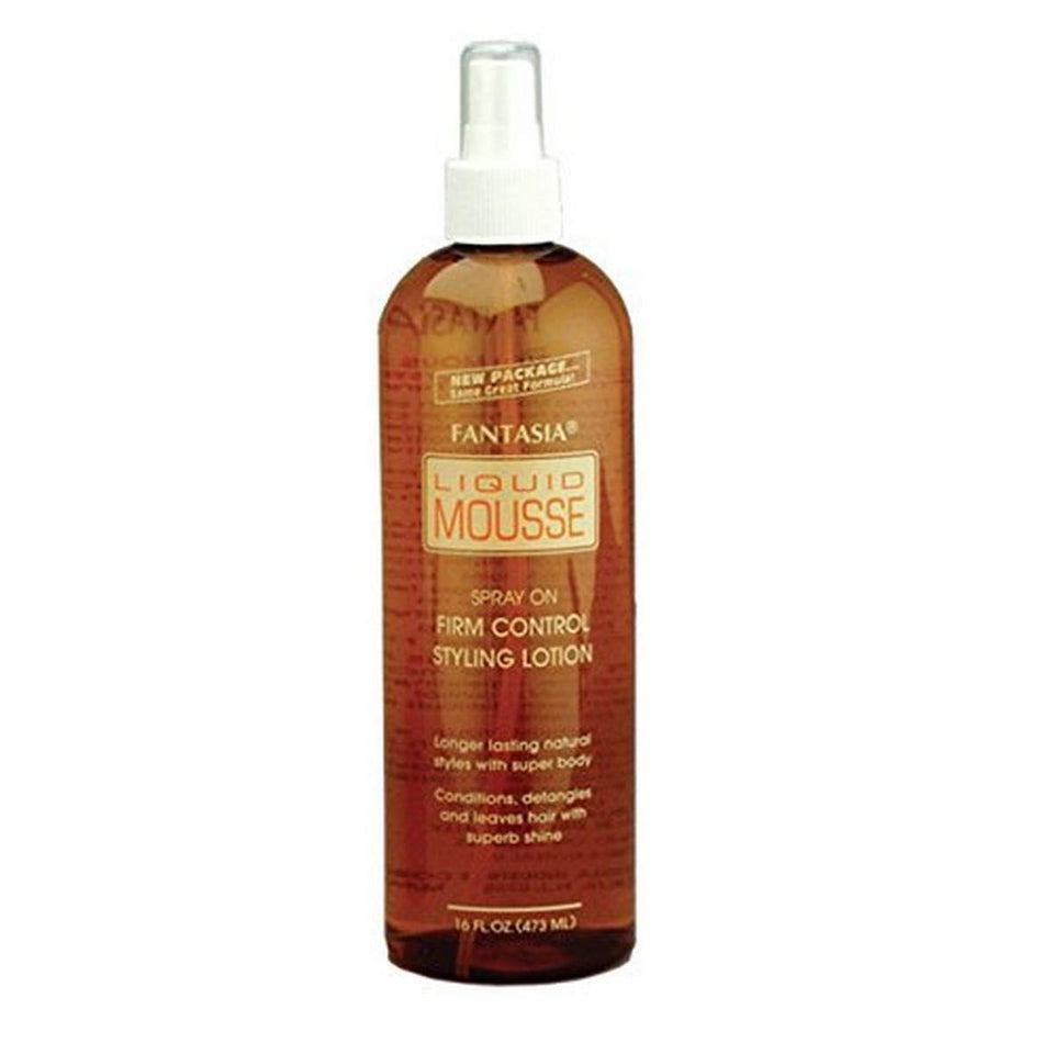 Fantasia liquid mousse spray front packaging showing pump and glossy finish benefit
