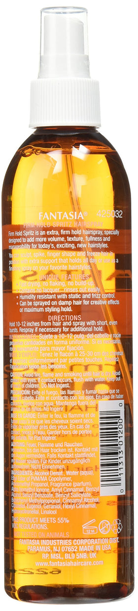 Fantasia spray in hand demonstrating easy application and volumizing effect