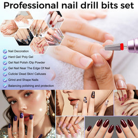 FANTEXY bit in use on left hand, enabling controlled acrylic shaping and faster removal