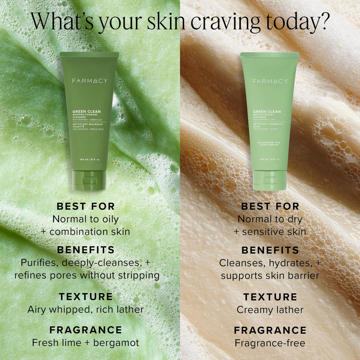 Farmacy cleanser on palm demonstrating smooth application and nourishment