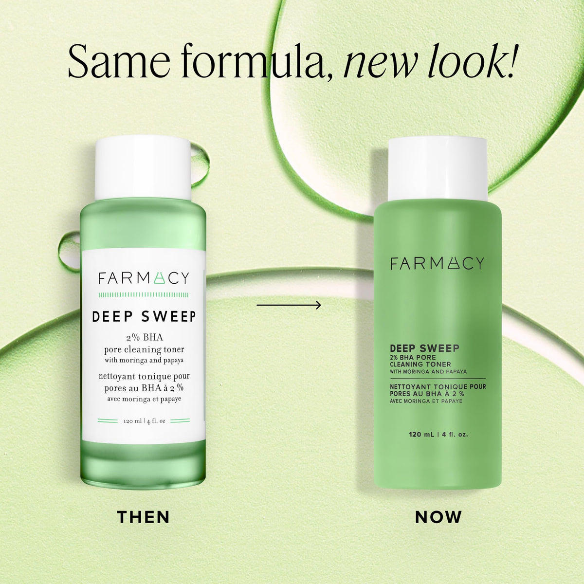 Farmacy back label close-up listing active ingredients and gentle formulation benefits