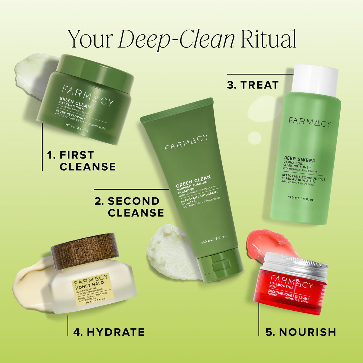 Farmacy liquid on cotton pad showing easy pore‑clearing application