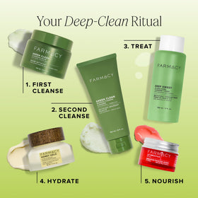 Farmacy liquid on cotton pad showing easy pore‑clearing application