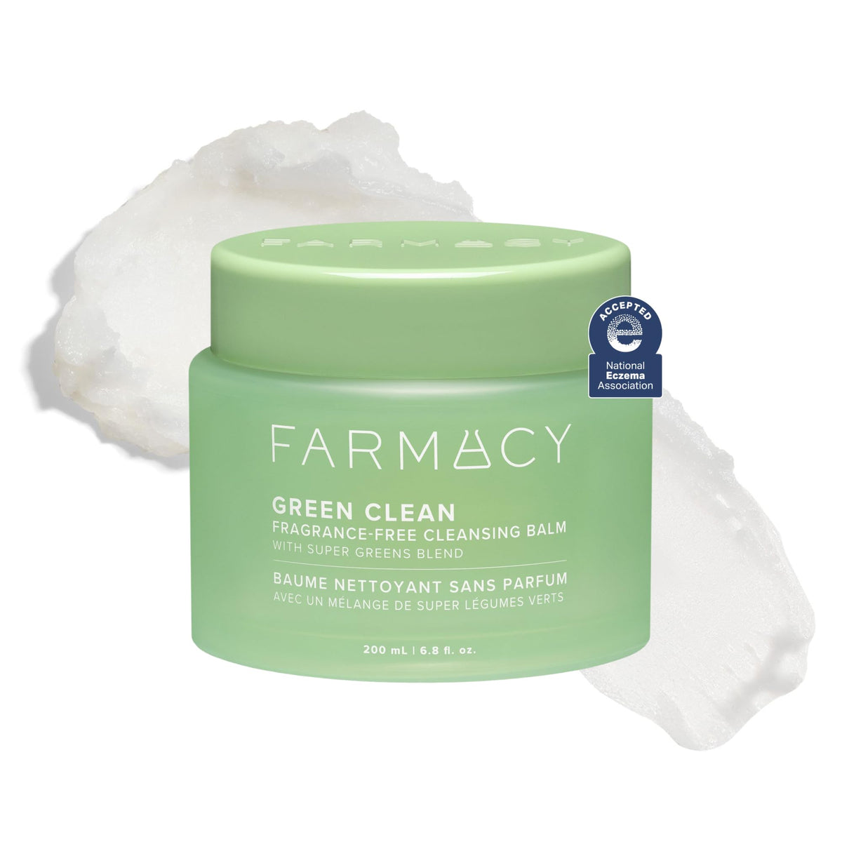 Farmacy jar front view showing label and clean design, highlights product clarity