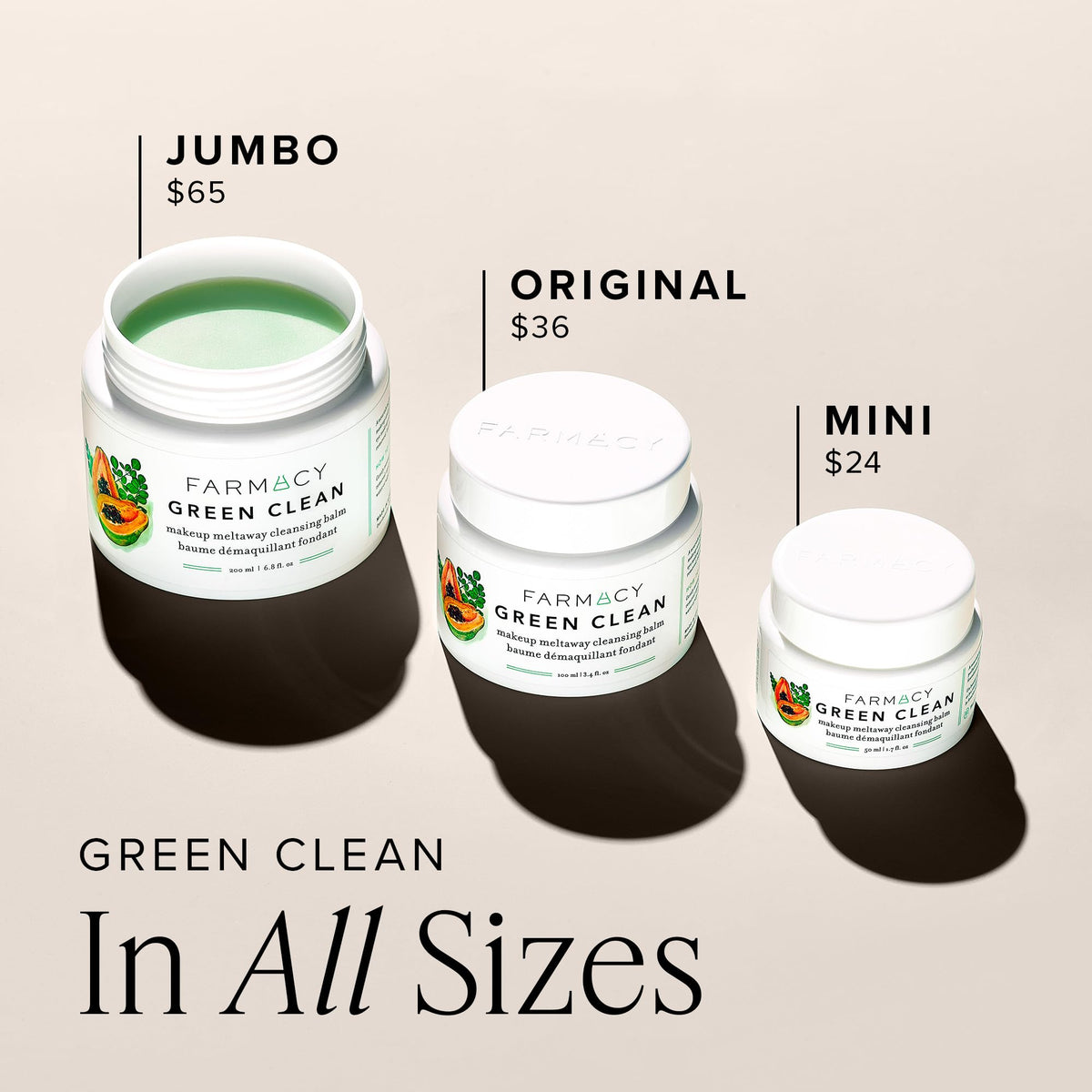 Size comparison of Farmacy Green Clean 50ml next to coin to show travel-friendly volume