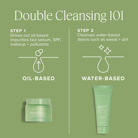 Farmacy Green Clean being wiped with a damp washcloth showing soft, residue-free finish