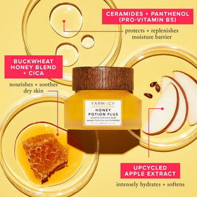 Applying Farmacy Honey Potion Plus mask on face to reveal soothing massage benefit
