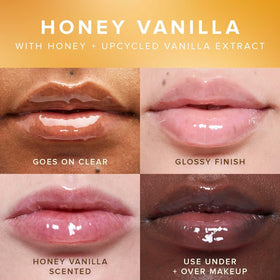 Farmacy balm applied on lips showing glossy finish and instant smoothing effect