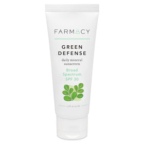 Farmacy front packaging of Mineral Face Sunscreen showing SPF 30 — clear protection