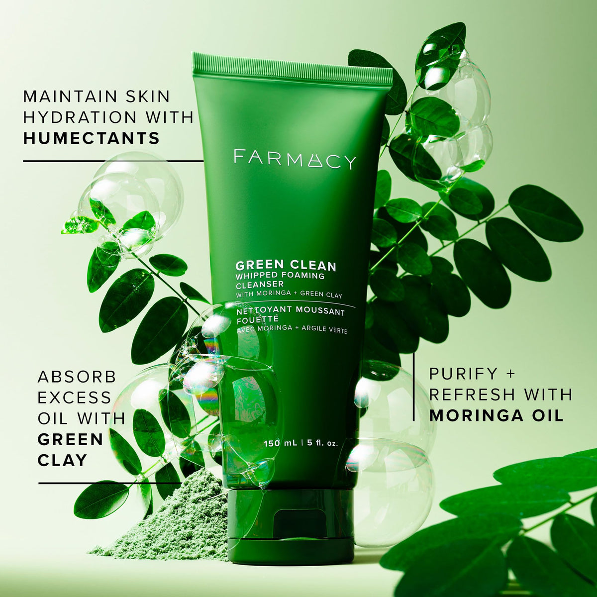 Farmacy 150ml size comparison next to a hand showing true scale and travel-friendly benefit