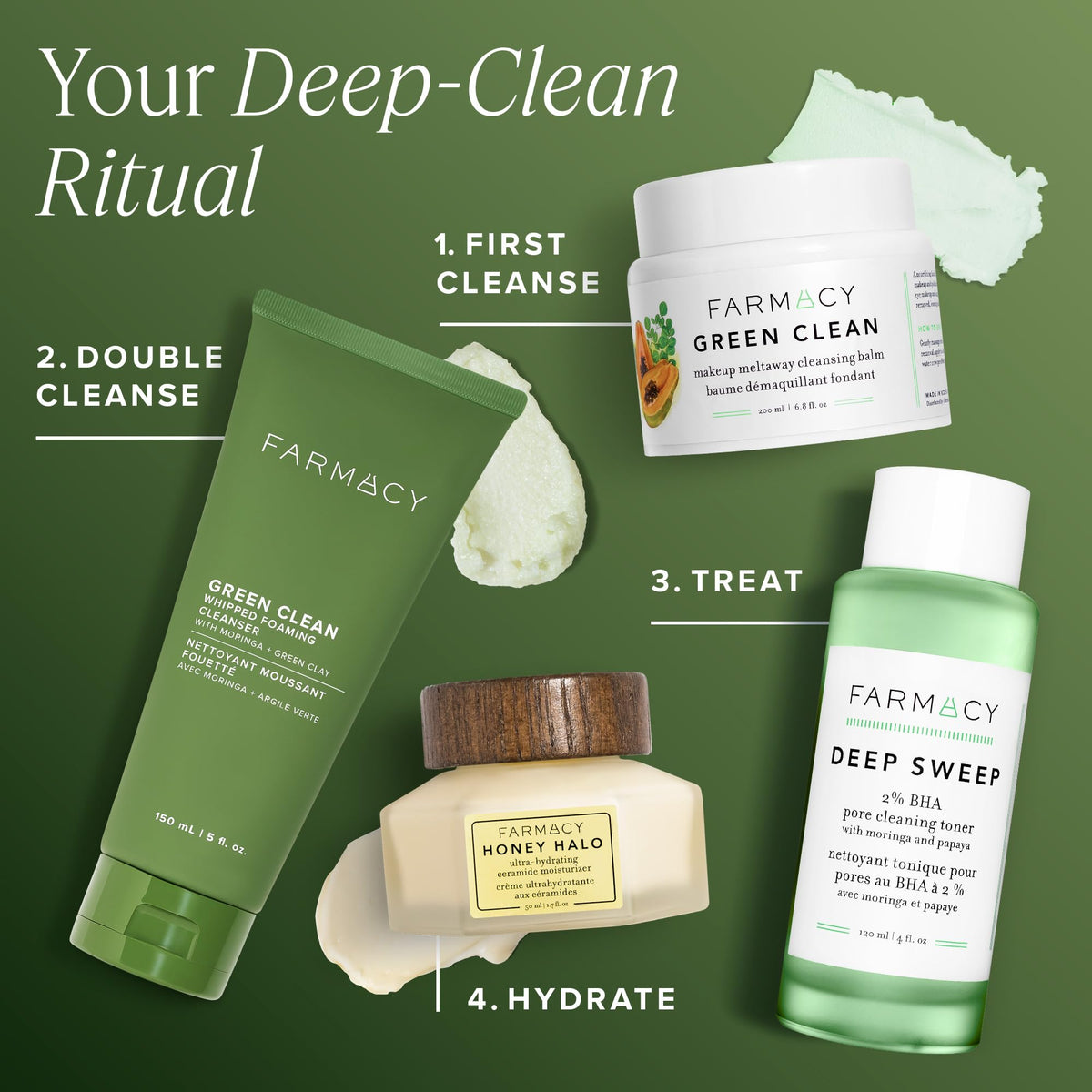 Farmacy in morning routine on sink showing fast daily use and refreshed skin benefit