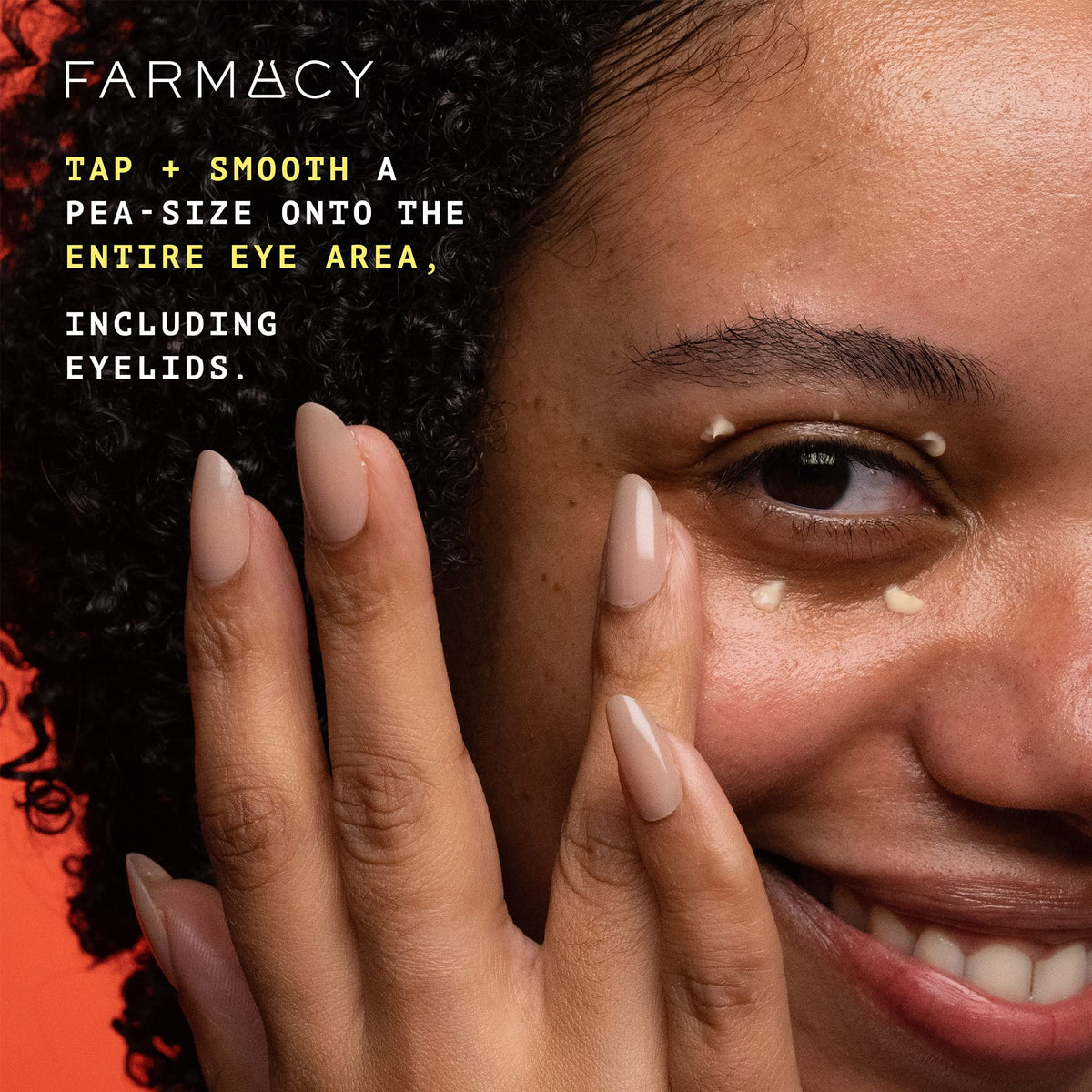 Farmacy application under-eye demo illustrating gentle tapping for depuffing benefit
