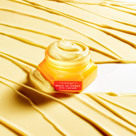 Farmacy open jar texture highlighting silky honey cream for instant hydration