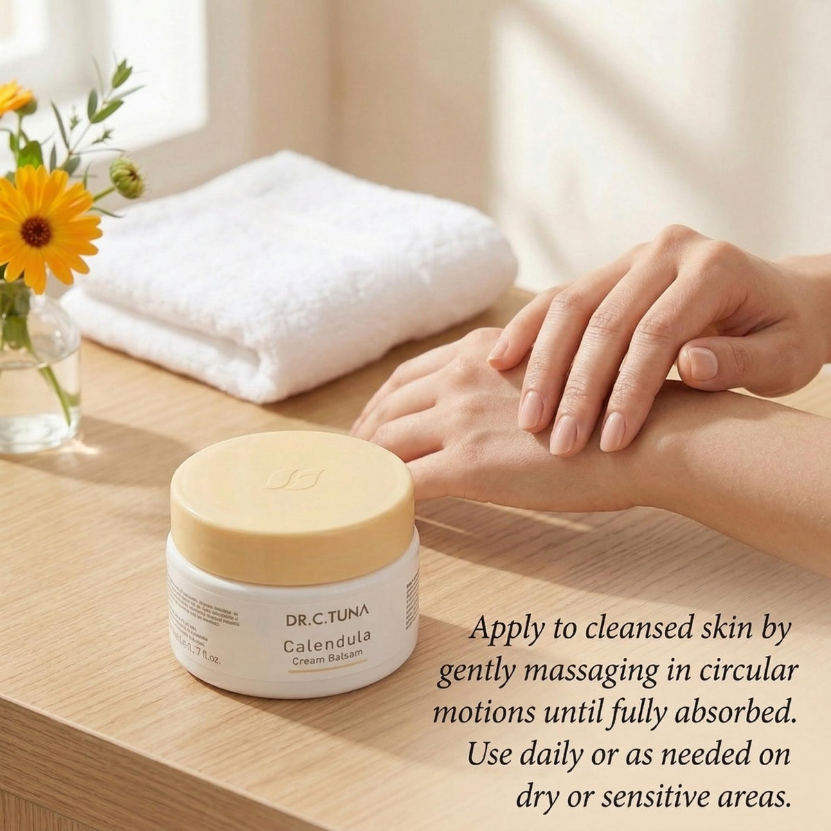 FARMASi applied to elbow close-up, demonstrates soothing relief for rough patches