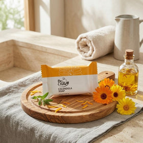 FARMASi calendula soap close-up texture highlighting creamy lather