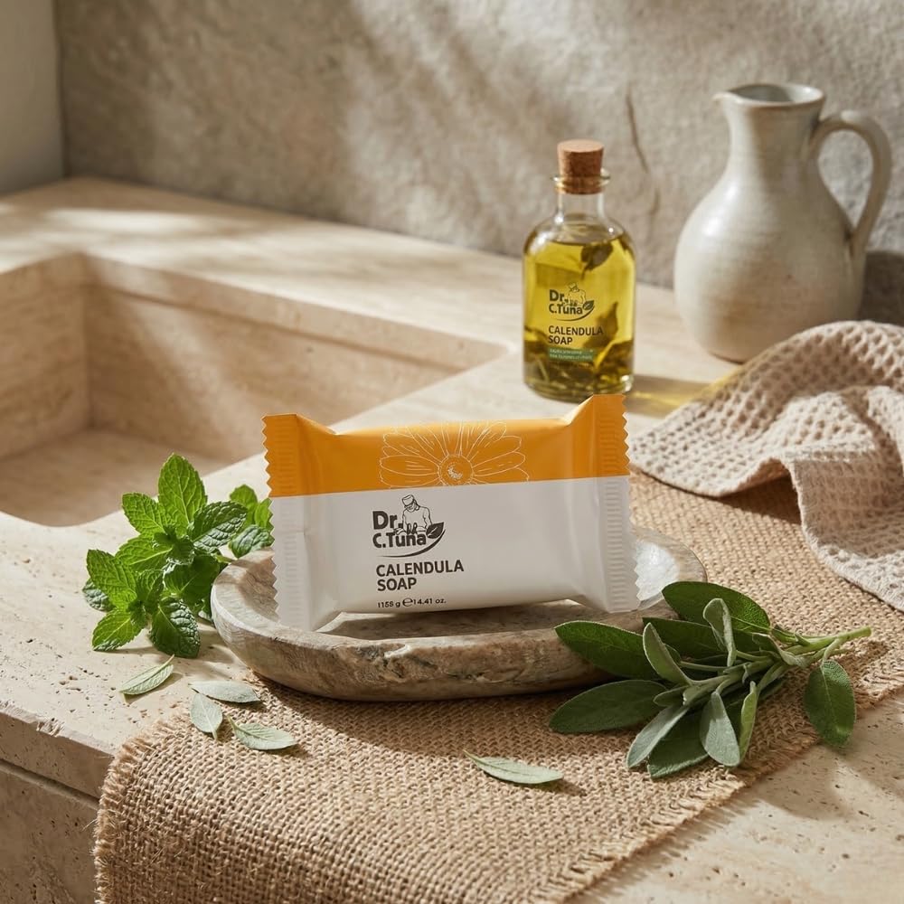 FARMASi calendula soap ingredients label displaying botanical roster