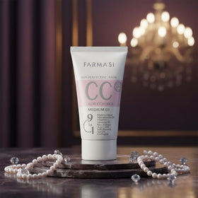 FARMASi application demo on cheek showing coverage and skin-evening effect