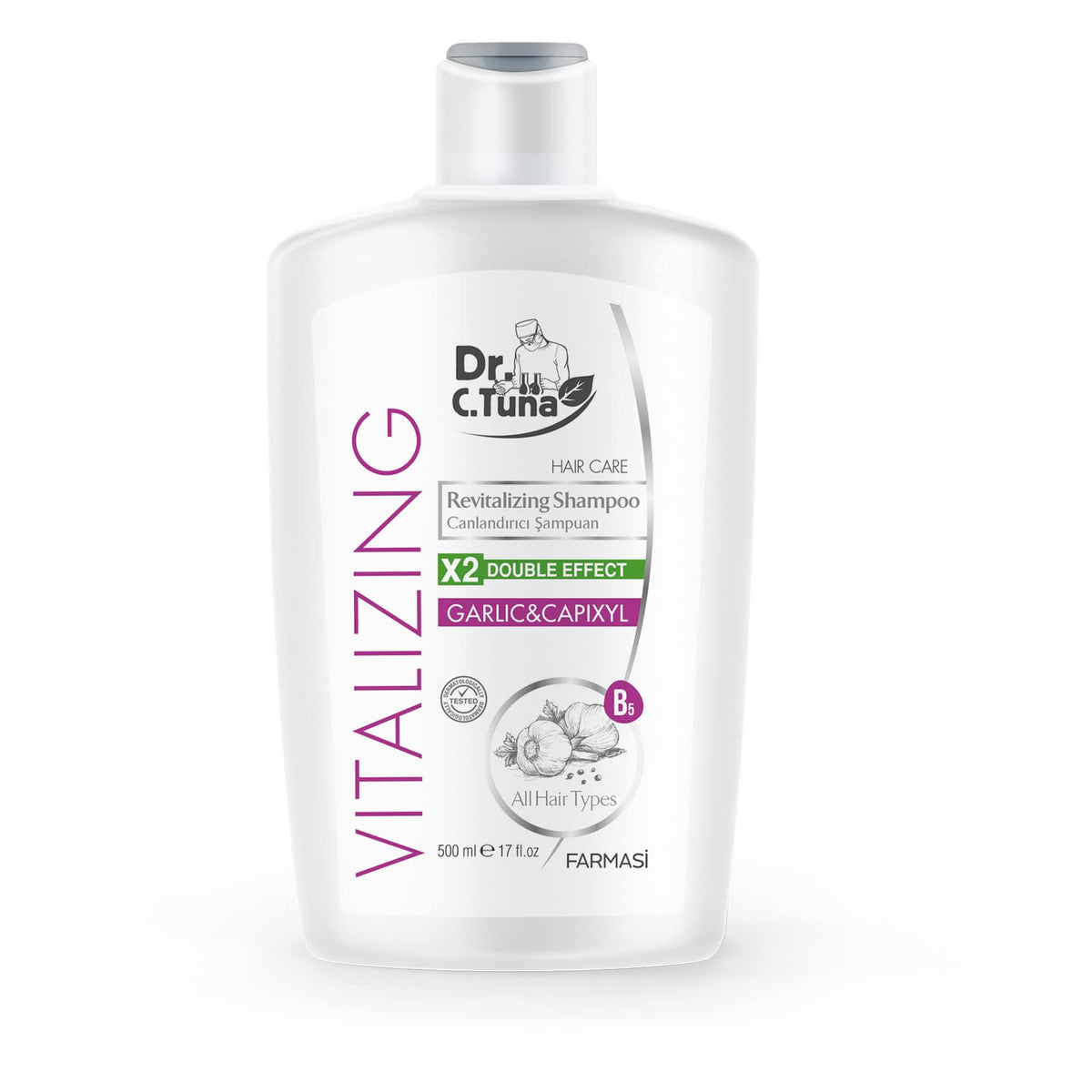 FARMASi bottle beside common items showing 17 fl oz size benefit