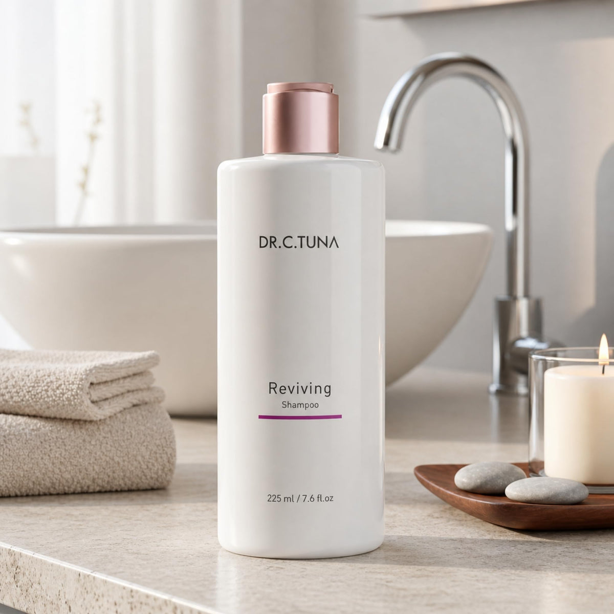 FARMASi shampoo in hand producing foam showing gentle cleanse benefit
