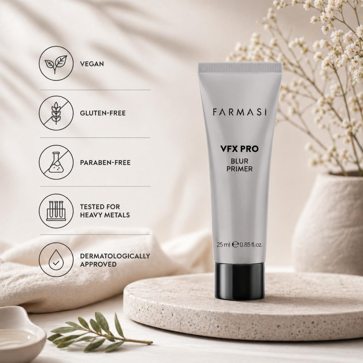 FARMASi VFX Pro Blur label close-up showing Vitamin E ingredient callout