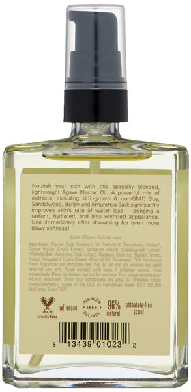 FarmHouse Fresh oil in hand texture shot demonstrating lightweight absorption and glow