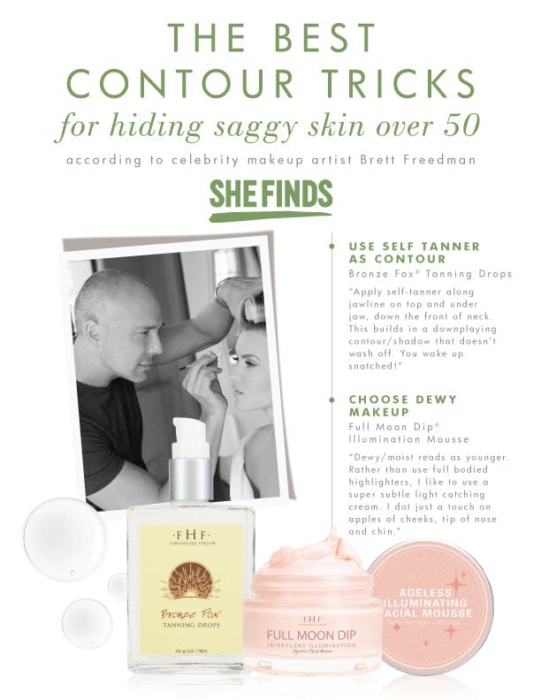 FarmHouse Fresh Full Moon Dip applied on model cheek showing subtle glow and firming effect