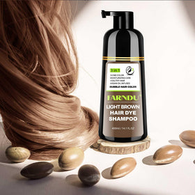 Farndu bottle in bathroom setting illustrating straightforward at-home salon alternative