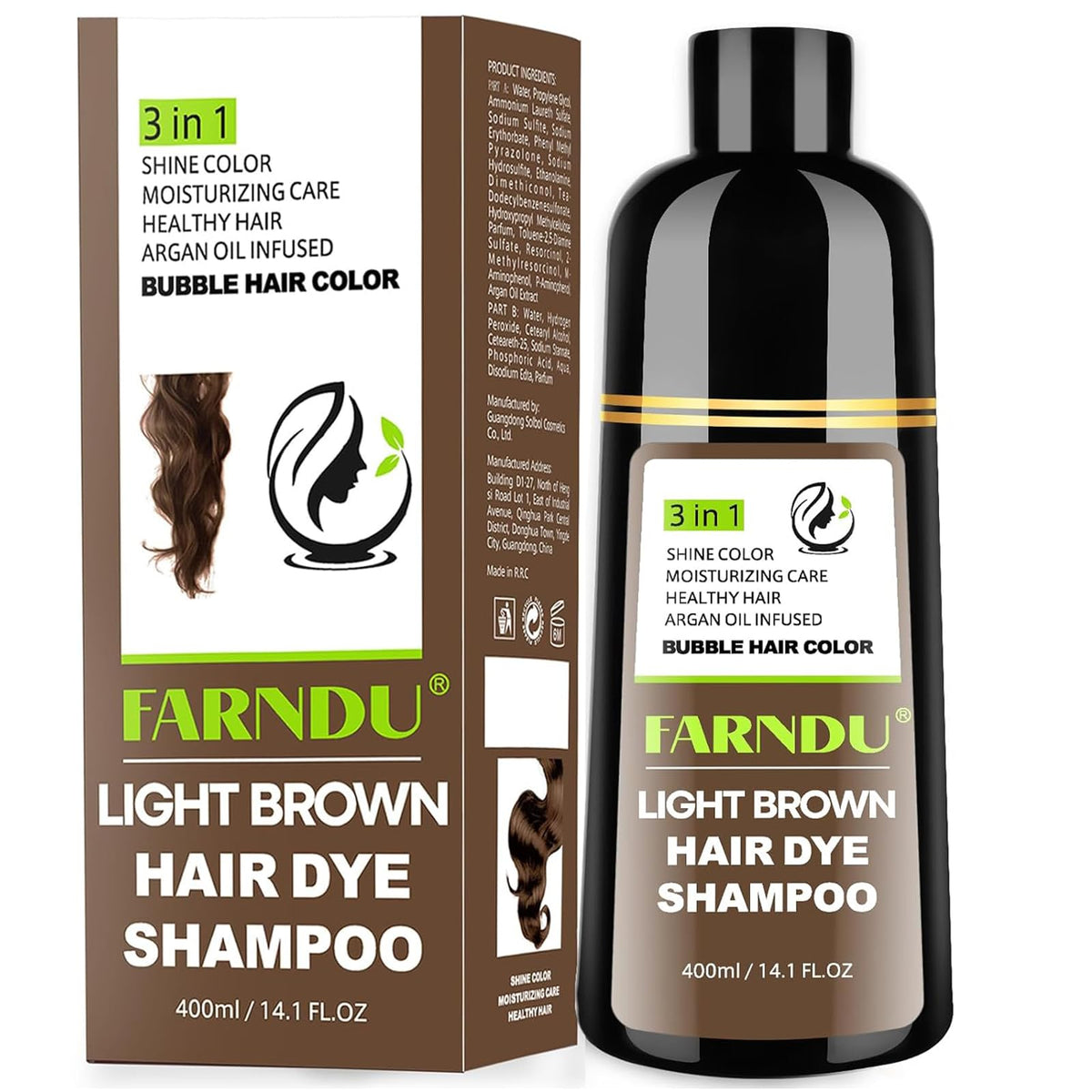 Farndu front packaging showing light brown shade and quick coverage benefit