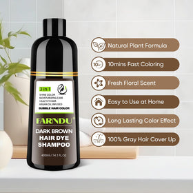 Farndu lifestyle image woman with dark brown hair after use