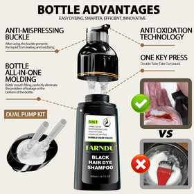 Farndu bottle in hand for scale showing travel-friendly size
