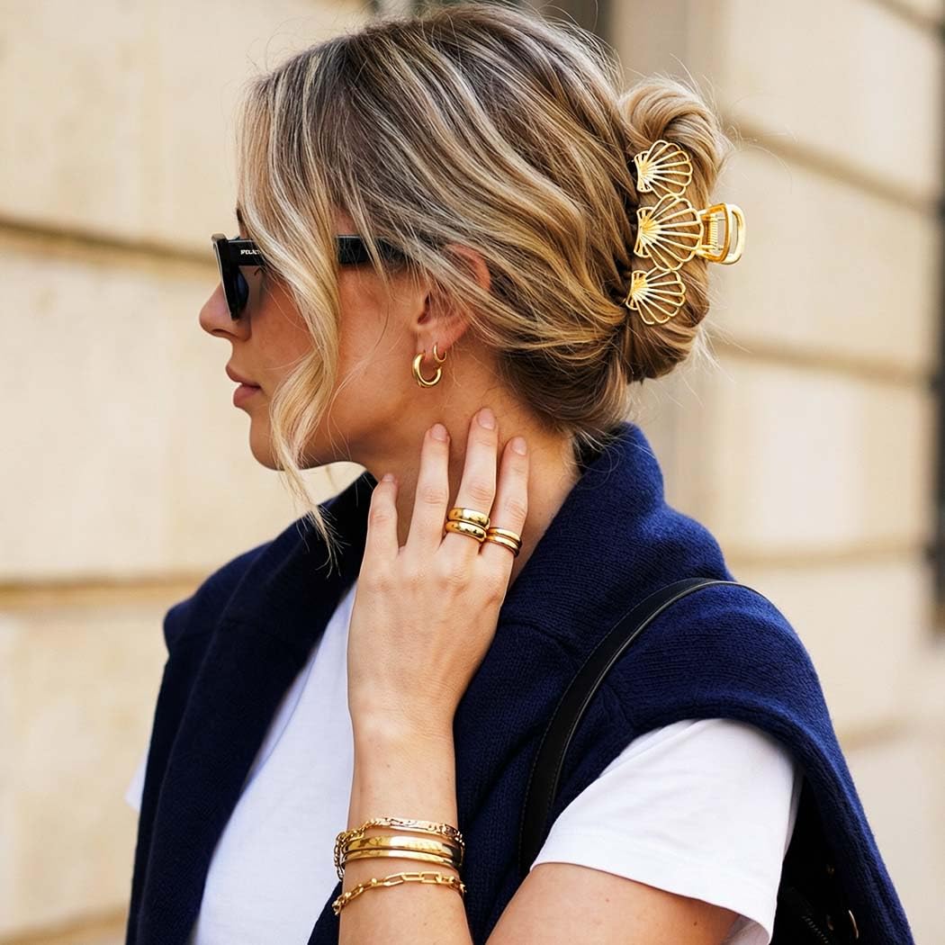 Fashey clip styled with beach outfit adding polished seaside charm