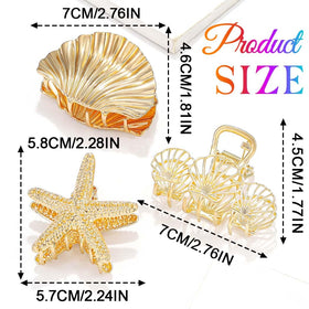 Fashey set of three gold clips arranged to display size options