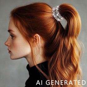 Fashey hair tie being stretched to show elastic band strength and recovery