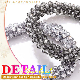 Woman wearing Fashey rhinestone ponytail demonstrating elegant everyday styling