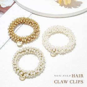 Fashey close-up of pearl and gold bead detail highlighting refined finish