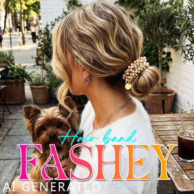 Fashey hair tie held in hand to show 7cm size and stretchability