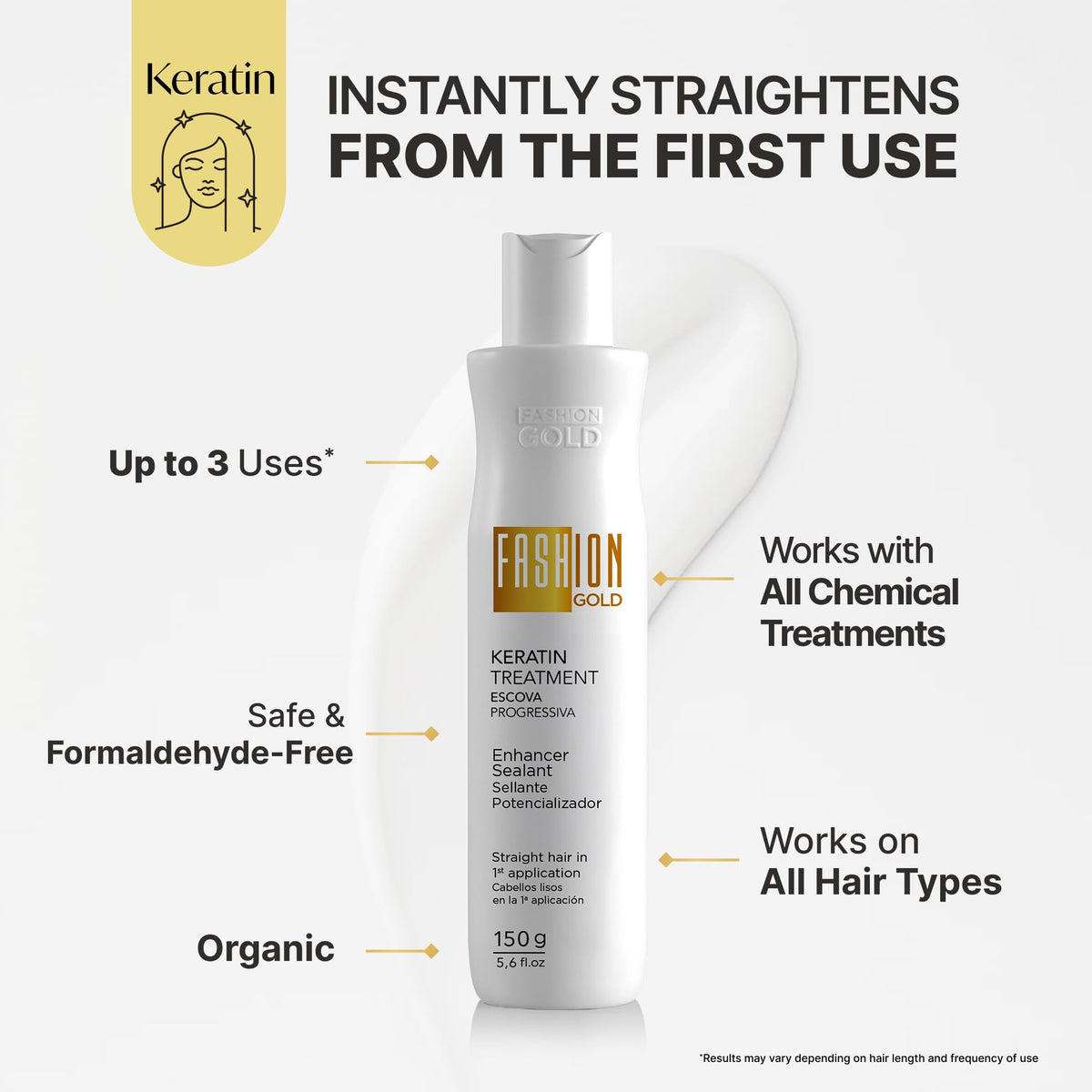 Fashion Gold application brush in hair demonstrating even coverage for results