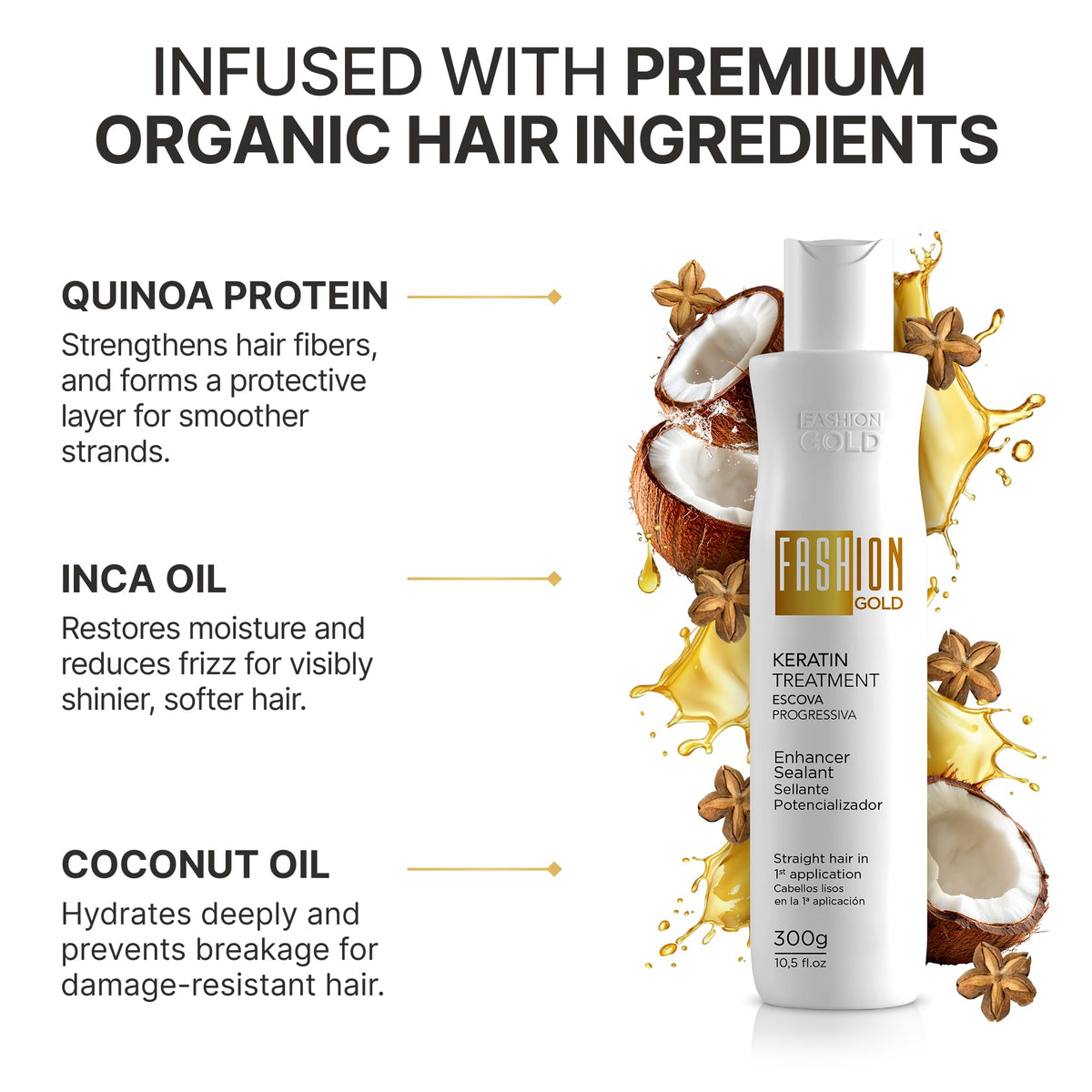 Stylist applying Fashion Gold keratin on hair showing improved manageability benefit