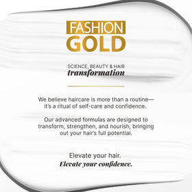Salon scene with Fashion Gold on styling station showing professional-quality outcome