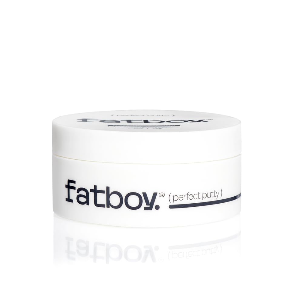 Fatboy Hair perfect putty front jar showing label and matte packaging benefit