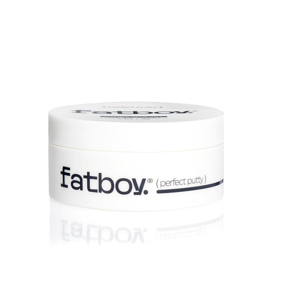 Fatboy Hair perfect putty front jar showing label and matte packaging benefit
