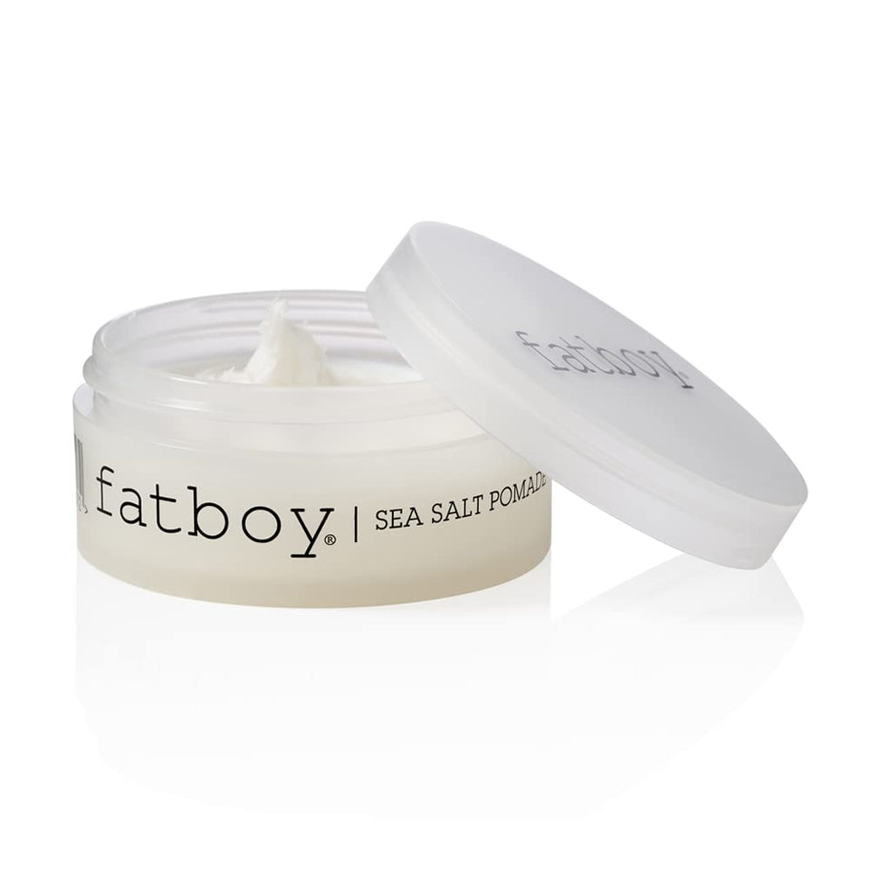 Fatboy Sea Salt Pomade front jar showing label and size for easy identification
