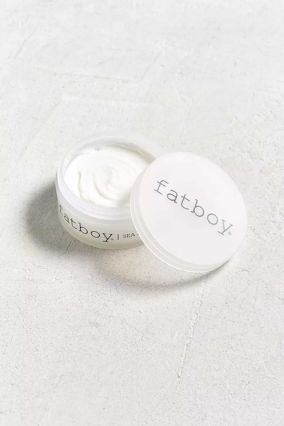 Fatboy Sea Salt Pomade recyclable packaging close-up highlighting eco-friendly materials